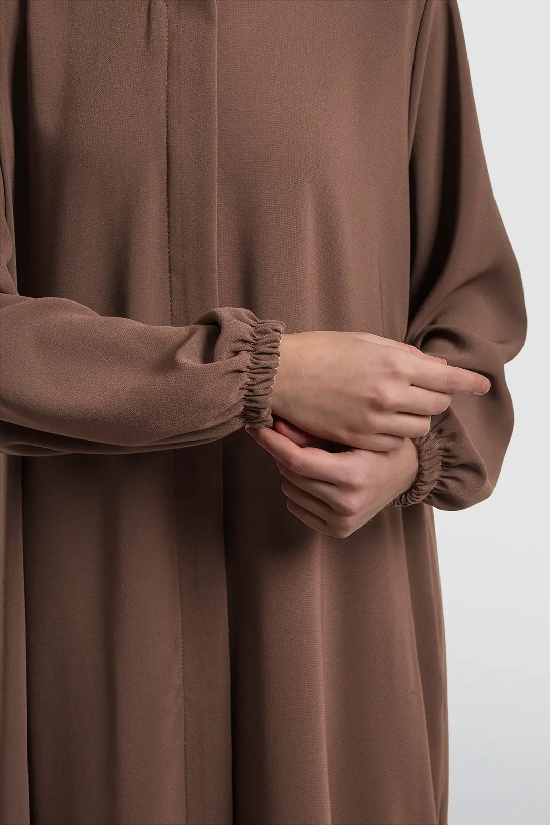 Arya Full-Length Zippered Abaya Light Brown 4