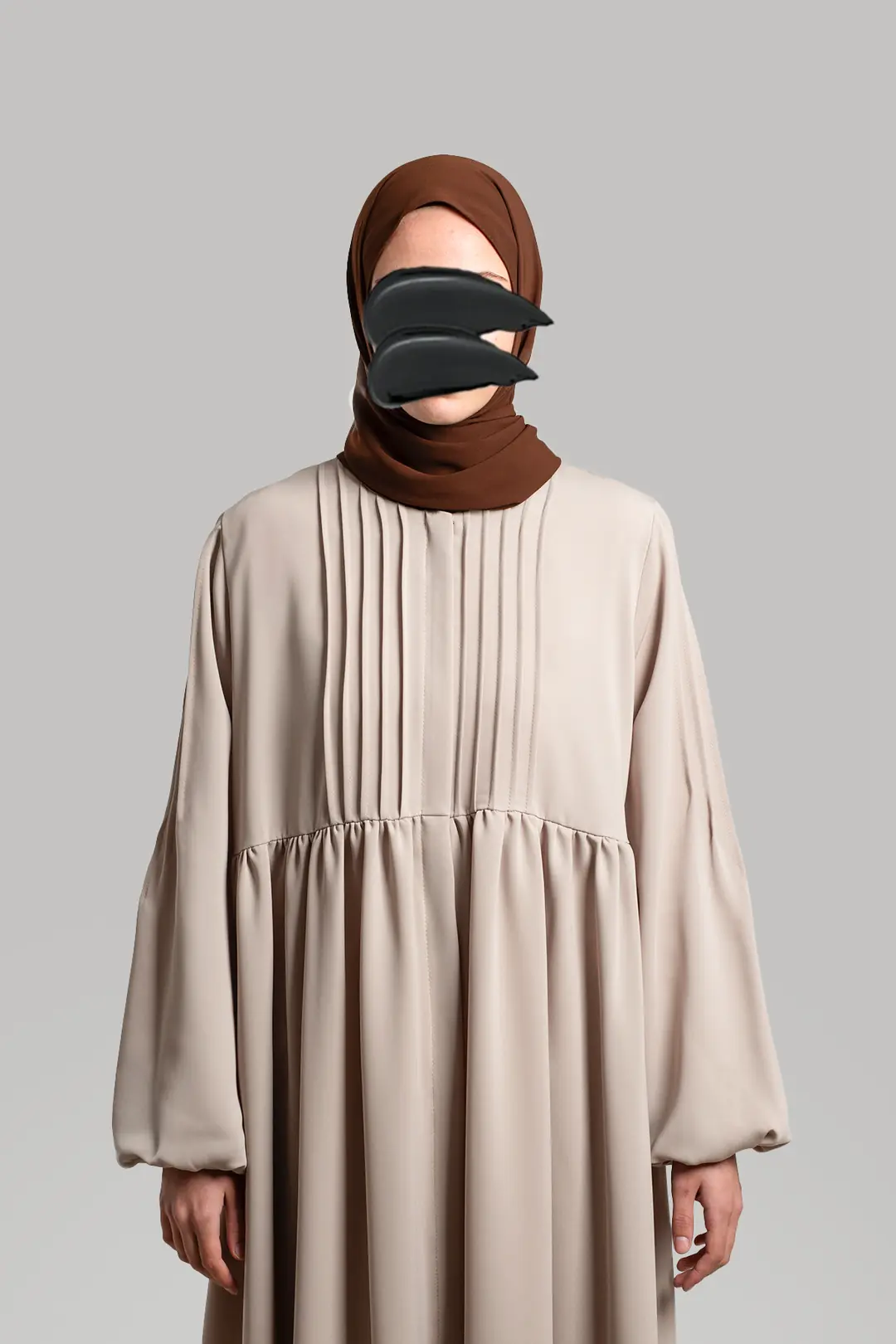 Ribbed Detail Zippered Abaya Stone 4